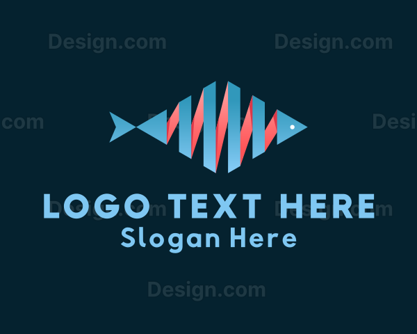 Aquatic Fish Ribbon Logo