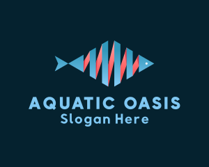 Aquatic Fish Ribbon logo design