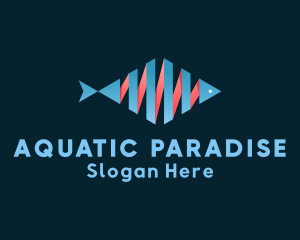 Aquatic Fish Ribbon logo design