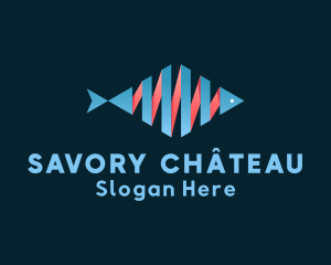 Aquatic Fish Ribbon logo design