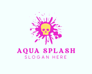 Skull Paint Splash logo design