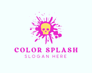 Skull Paint Splash logo design