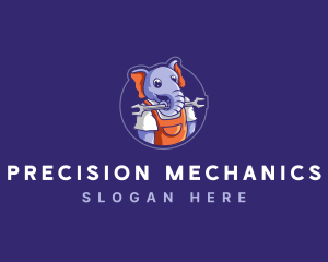 Elephant Mechanic Wrench logo design