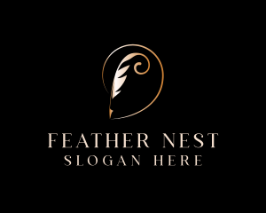 Golden Feather Pen logo design