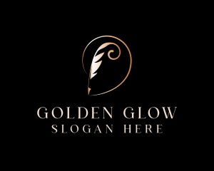 Golden Feather Pen logo design