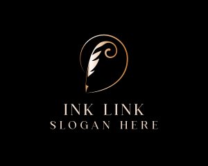 Golden Feather Pen logo design