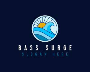 Sunrise  beach Wave logo design