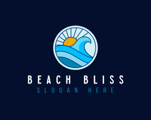 Sunrise  beach Wave logo design