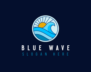 Sunrise  beach Wave logo design