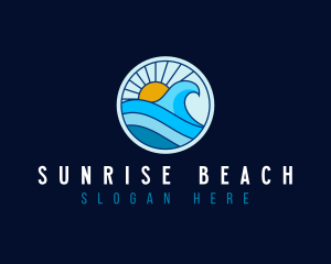 Sunrise  beach Wave logo design