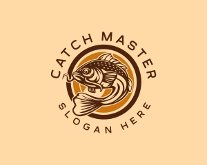 Fresh Water Fish Catching  logo design