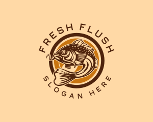 Fresh Water Fish Catching  logo design