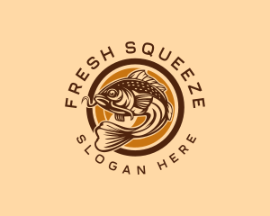 Fresh Water Fish Catching  logo design