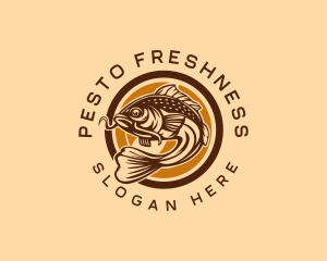 Fresh Water Fish Catching  logo design