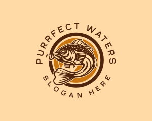 Fresh Water Fish Catching  logo design