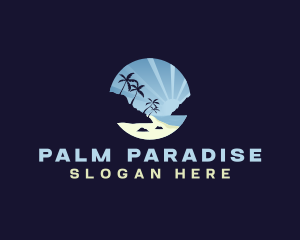 Beach Palm Tree Vacation logo design