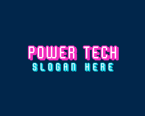 Pixelated Neon Electronics Logo