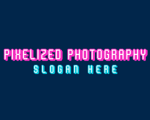 Pixelated Neon Electronics logo design