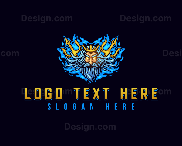 Poseidon Trident God Logo