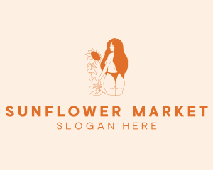 Female Bikini Body Sunflower logo design