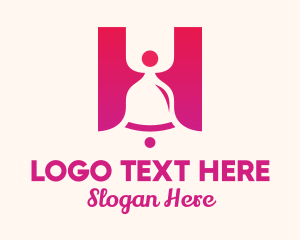 Pink Gradient Bell Letter H logo