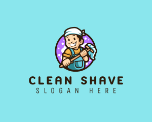 Mop Man Cleaning logo design