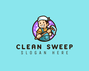 Mop Man Cleaning logo design