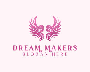 Angel Wings Woman logo design