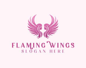 Angel Wings Woman logo design