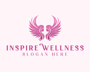 Angel Wings Woman logo design