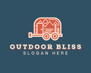 Recreational Vehicle Forest Camping logo design