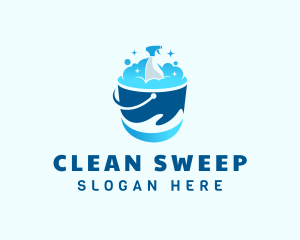 Cleaning Bucket Spray logo design