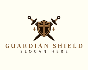 Cross Sword Shield logo design