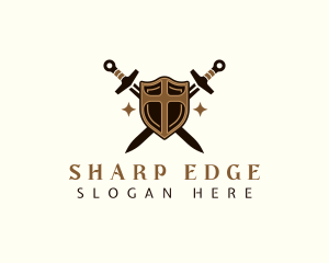 Cross Sword Shield logo design