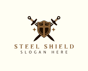 Cross Sword Shield logo design