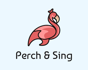 Perched Flamingo Wildlife logo design