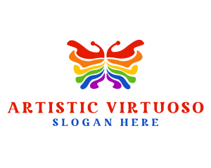 Rainbow Butterfly Paint logo design