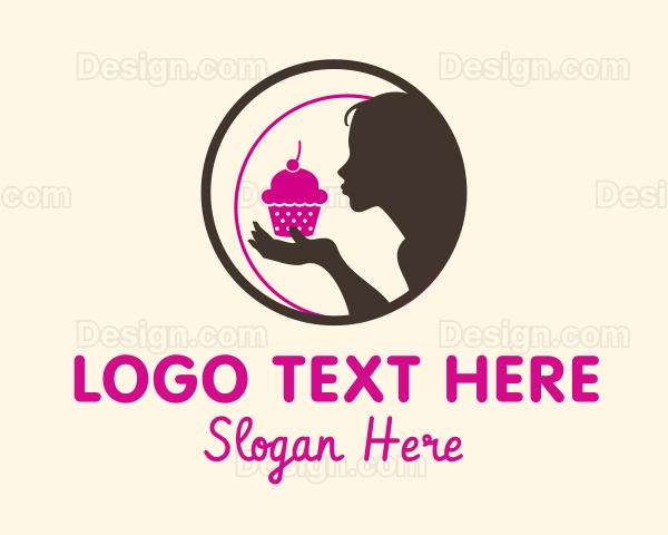 Pink Cupcake Dessert Logo