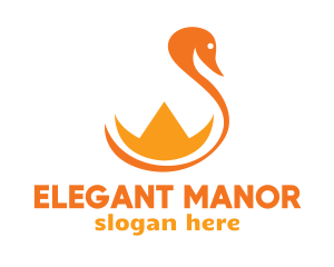 Orange Crown Swan logo design
