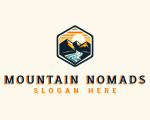 Mountain River Sunset logo design