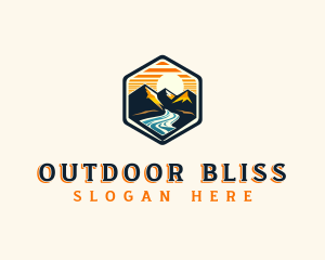 Mountain River Sunset logo design