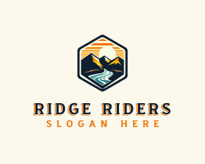 Mountain River Sunset logo design