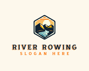 Mountain River Sunset logo design