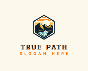 Mountain River Sunset logo design