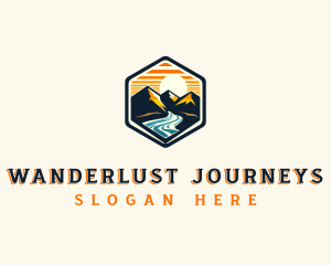 Mountain River Sunset logo design