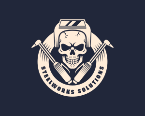 Skull Welding Fabrication logo design