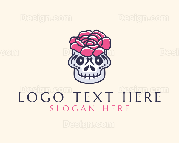 Flower Decor Skull Logo