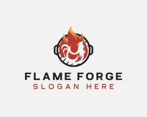 Flame Barbecue Chicken logo design