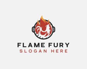 Flame Barbecue Chicken logo design