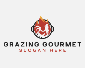 Flame Barbecue Chicken logo design